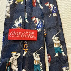 COCA COLA Tie Blue Neck Tie Mens‎ Golf Polar Bear Theme